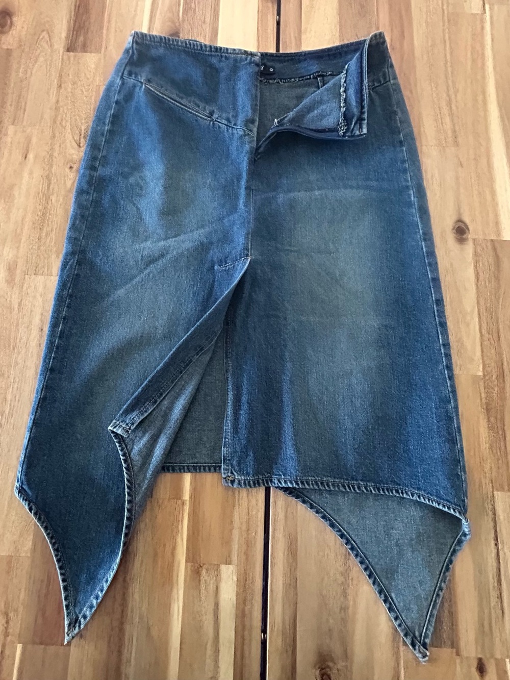 bebe Dark Blue Asymmetrical Denim Skirt